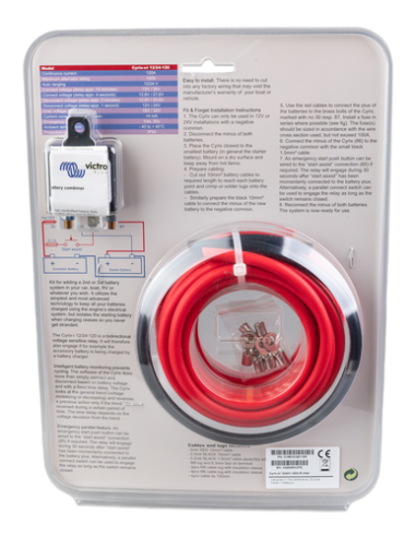 arrière face du Kit de coupleur de batteries Cyrixct 12 24 V 120A dans son emballage