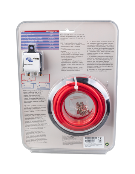 arrière face du Kit de coupleur de batteries Cyrixct 12 24 V 120A dans son emballage