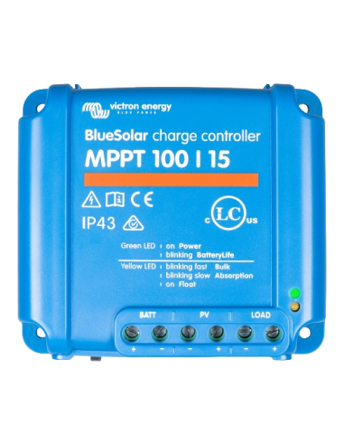 Régulateur de charge solaire Victron Bluesolar MPPT 100/15 12V / 24V (Dessus)