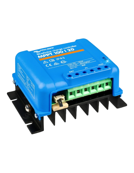 Régulateur de charge solaire Victron Bluesolar MPPT 100/20 12V / 24V / 48V (coté)