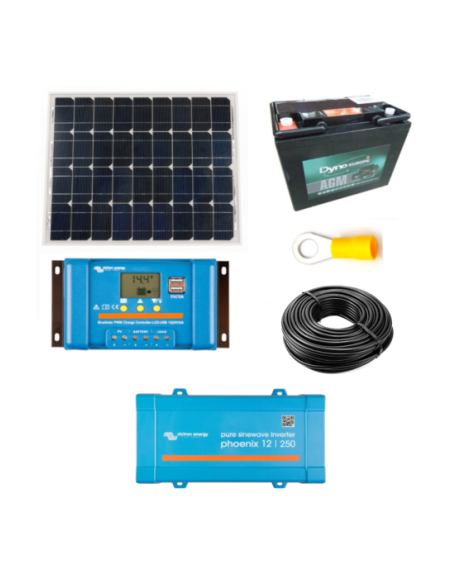 Kit solaire 55 W 12 V avec convertisseur 250 VA