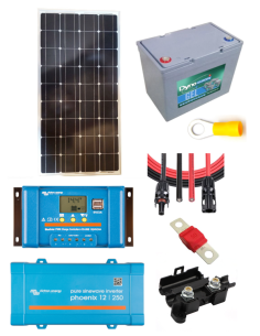 Kit solaire 90 W 12 V avec convertisseur 250 VA