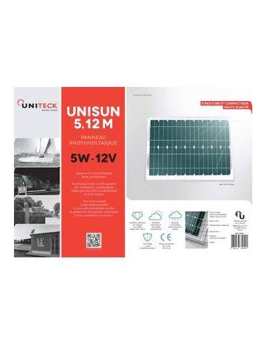 Panneau solaire monocristallin 12 V 5 W UNITECK dans son emballage