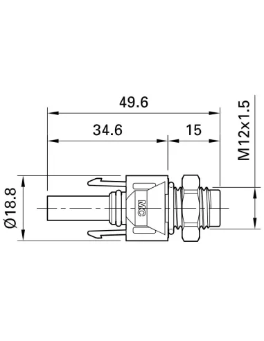 Dimensions Connecteur MC4 Femelle encastrable 4/6 mm² ADBP4-S2/6