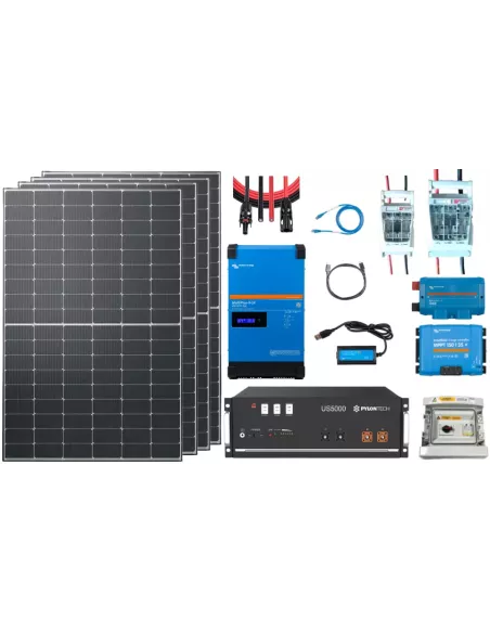 Kit solaire 48 V 1700 W avec onduleur 3000 VA GX - Lithium Pylontech