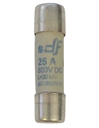 Fusible cylindrique 10x38 gPV 600 V 25 A pour installation photovoltaïque