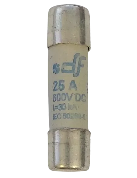 Fusible cylindrique 10x38 gPV 600 V 25 A pour installation photovoltaïque