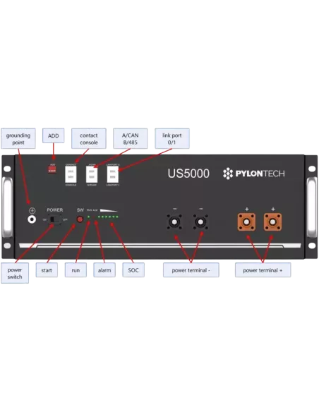 Schéma Batterie Lithium PYLONTECH US5000 4,8kWh 48V