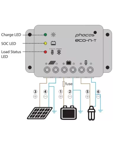 Schéma Régulateur de charge solaire Eco-N-20-T PHOCOS