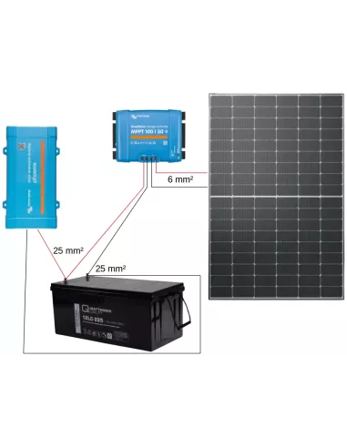 Schéma Kit solaire 425 W 12 V 225 Ah avec convertisseur 250VA