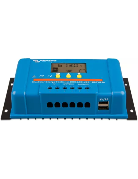Régulateur solaire Victron Bluesolar PWM DUO LCD USB 12 / 24 V 20 A