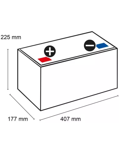 Dimensions Batterie AGM 12LC-130 12V 128Ah Q-BATTERIES