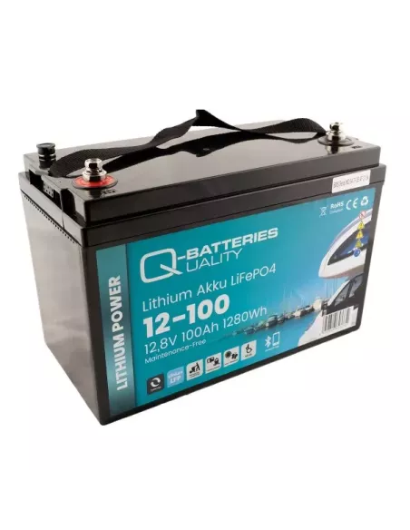 Batterie Lithium Q-Batteries Akku LifePO4 12-100  12,8V 100Ah avec Bluetooth
