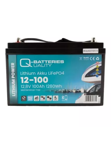 Batterie Lithium Q-Batteries Akku LifePO4 12-100  12,8V 100Ah avec Bluetooth