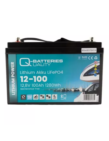 Batterie Lithium Q-Batteries Akku LifePO4 12-100  12,8V 100Ah avec Bluetooth