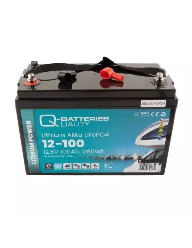 Batterie Lithium Q-Batteries Akku LifePO4 12-100  12,8V 100Ah avec Bluetooth