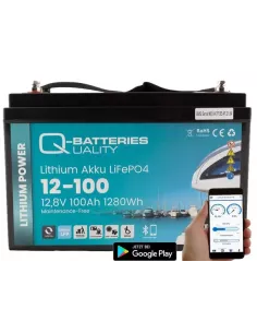 Batterie Lithium Q-Batteries Akku LifePO4 12-100  12,8V 100Ah avec Bluetooth