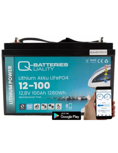 Batterie Lithium Q-Batteries Akku LifePO4 12-100  12,8V 100Ah avec Bluetooth