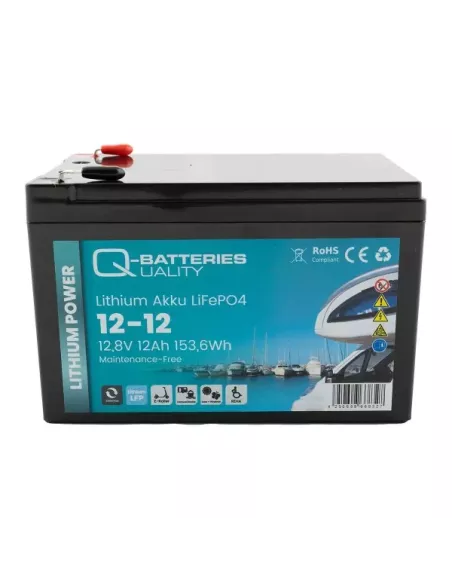 Batterie Lithium Q-Batteries Akku LifePO4 12-12  12,8V 12Ah