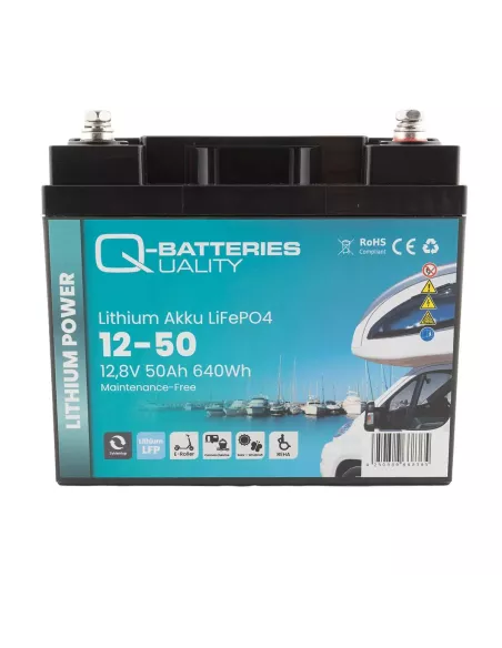 Batterie Lithium Q-Batteries Akku LifePO4 12-50 12,8V 50Ah