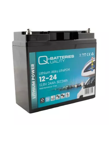 Batterie Lithium Q-Batteries Akku LifePO4 12-24 12,8V 24Ah