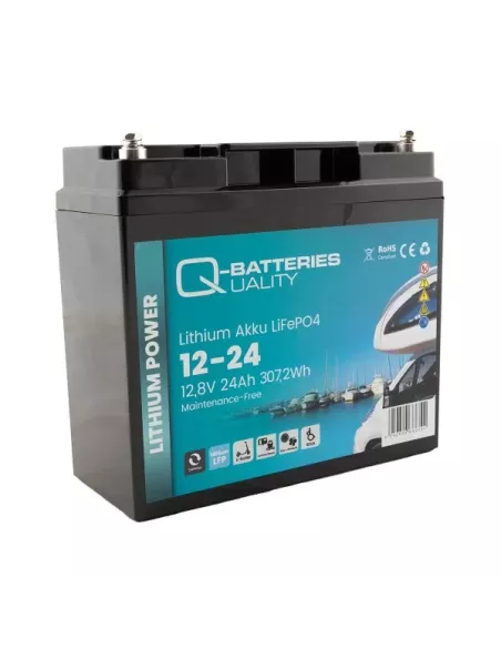 Batterie Lithium Q-Batteries Akku LifePO4 12-24 12,8V 24Ah