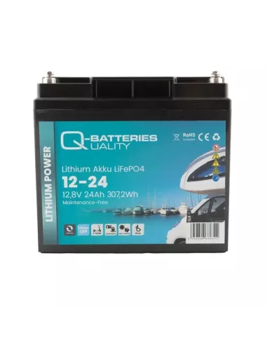 Batterie Lithium Q-Batteries Akku LifePO4 12-24 12,8V 24Ah