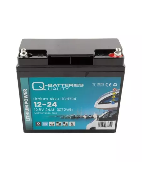 Batterie Lithium Q-Batteries Akku LifePO4 12-24 12,8V 24Ah