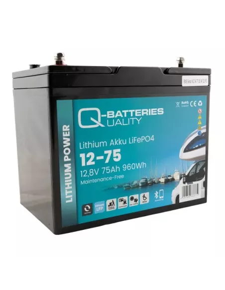 Batterie Lithium Q-Batteries Akku LifePO4 12-75 12,8V 75Ah avec Bluetooth