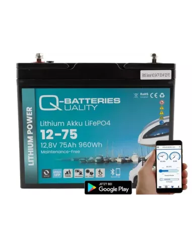 Batterie Lithium Q-Batteries Akku LifePO4 12-75 12,8V 75Ah avec Bluetooth