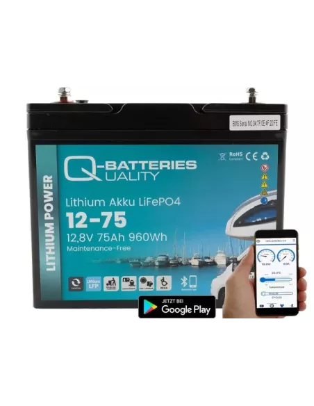Batterie Lithium Q-Batteries Akku LifePO4 12-75 12,8V 75Ah avec Bluetooth