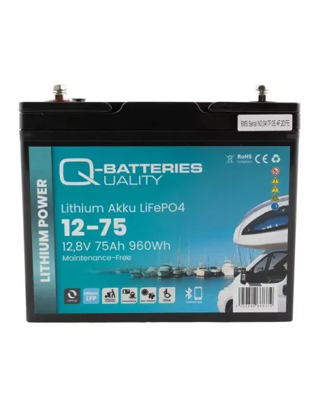 Batterie Lithium Q-Batteries Akku LifePO4 12-75 12,8V 75Ah avec Bluetooth