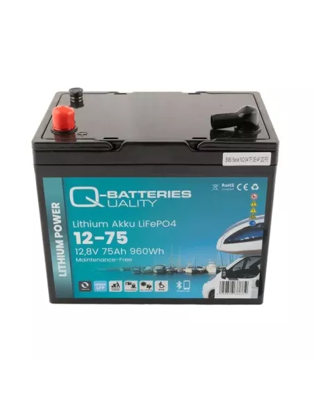 Batterie Lithium Q-Batteries Akku LifePO4 12-75 12,8V 75Ah avec Bluetooth