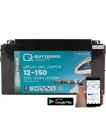Batterie Lithium Q-Batteries Akku LifePO4 12-150 12,8V 150Ah avec Bluetooth
