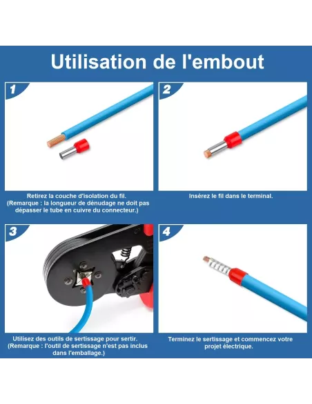 Embout à sertir 95 mm² rouge (schéma 1PV)