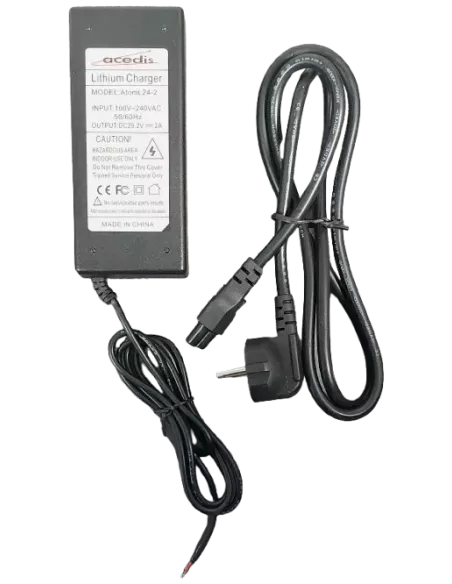 Chargeur de batterie LiFePO4 ATOM L24-2A 24 V 2 A (Câbles)