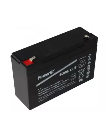 Batterie Exide Powerfit S306 / 12S au plomb avec Faston 4.8mm 6V, 12000mAh
