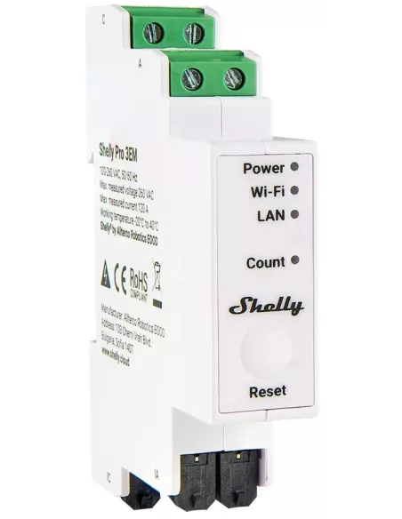 Compteur électrique triphasé Shelly Pro 3EM - 120 A