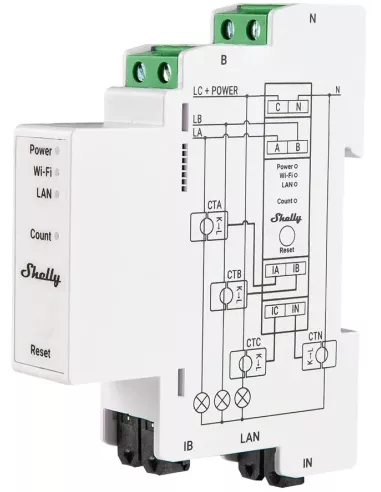 Compteur électrique triphasé Shelly Pro 3EM - 120 A