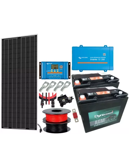 Kit solaire 100 W 24 V avec convertisseur 250 VA