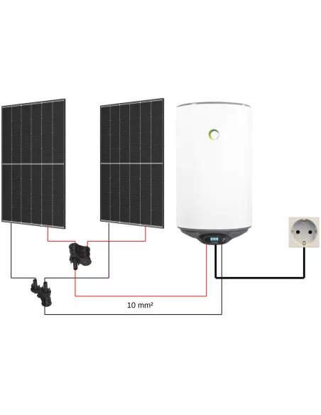 Kit solaire 1000 W avec chauffe-eau 80L FOTHERMO HYBRIDE (Schéma)