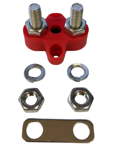 Borne double filetage M8 rouge