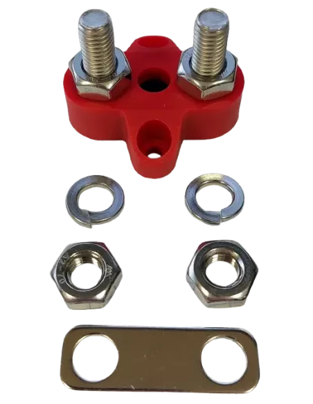 Borne double filetage M8 rouge