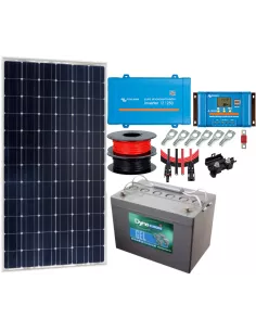 Kit solaire 130 W 12 V avec convertisseur 250 VA