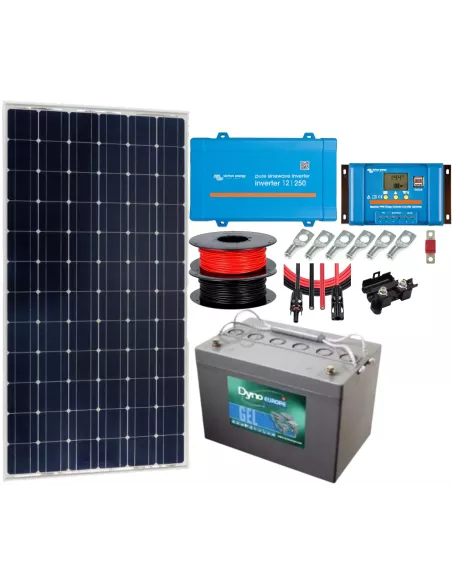 Kit solaire 130 W 12 V avec convertisseur 250 VA