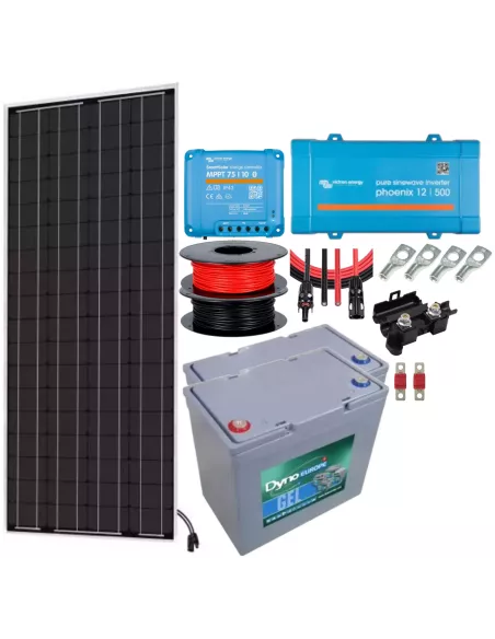 Kit solaire 150 W 24 V avec convertisseur 500 VA