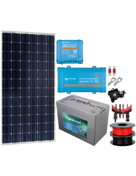 Kit solaire 175 W 12 V avec convertisseur 500 VA