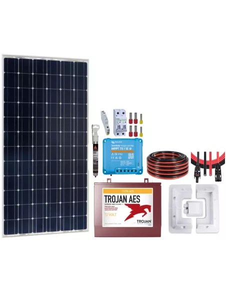 Kit solaire pour camping car 175 W 12 V avec batterie Trojan