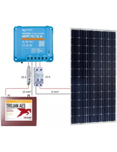 Kit solaire pour camping car 175 W 12 V avec batterie Trojan 2