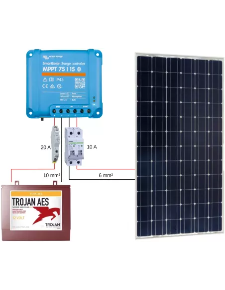Kit solaire pour camping car 175 W 12 V avec batterie Trojan